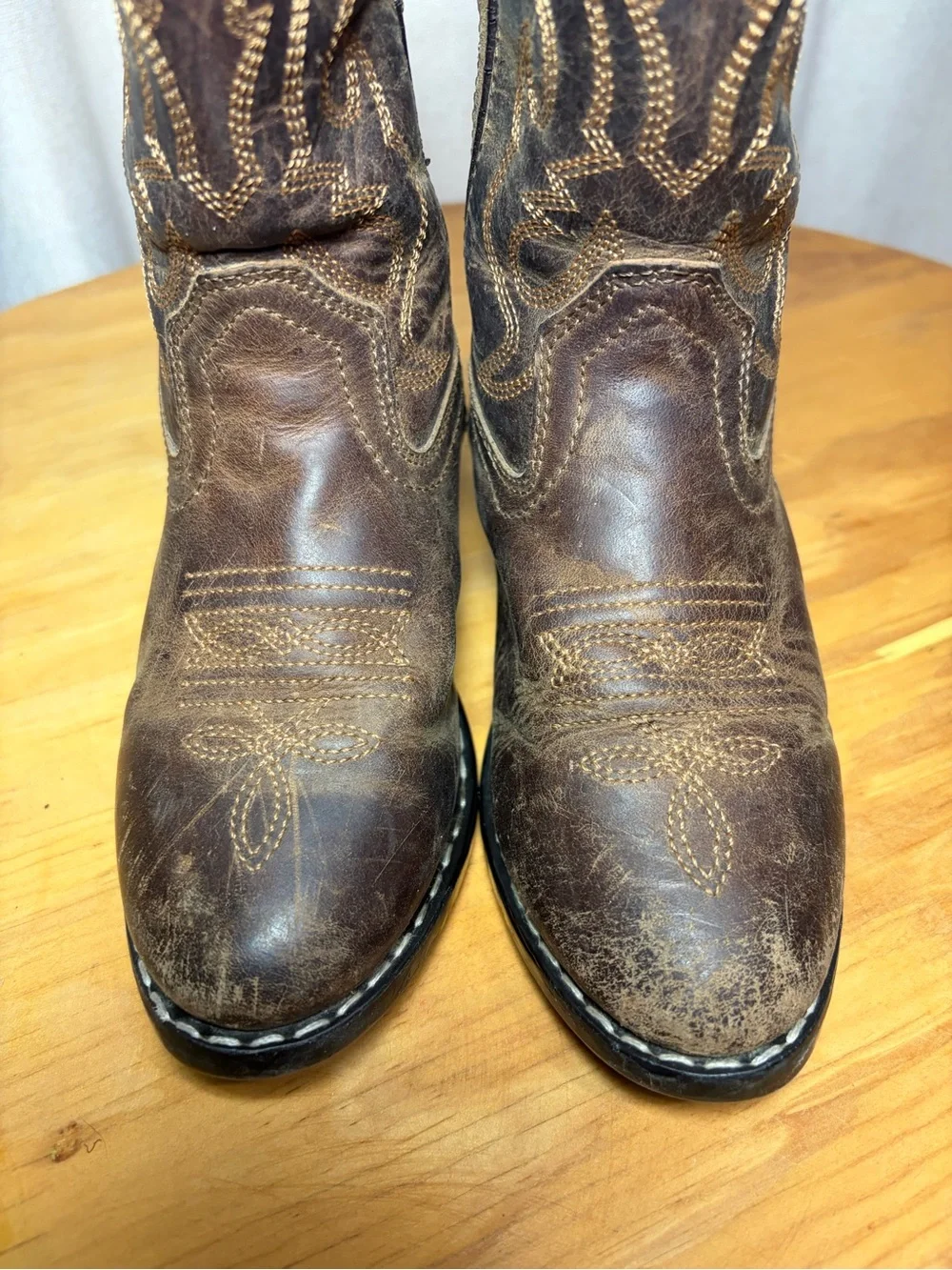 Children's Brown Leather Western Pull-On Boots